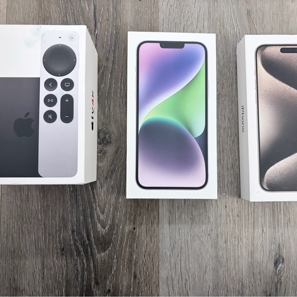 Apple iPhone boxes Apple TV box